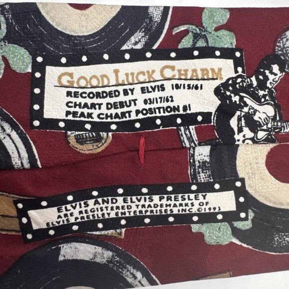 Elvis Presley Collections Mens Tie Good Luck Charm 100% Italian Silk Superba - Picture 3 of 8